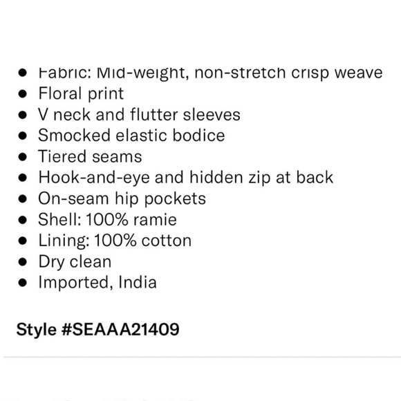 NWT Sea NY Ines Floral Navy Smock Midi Dress size 4 BRAND NEW - Picture 17 of 17